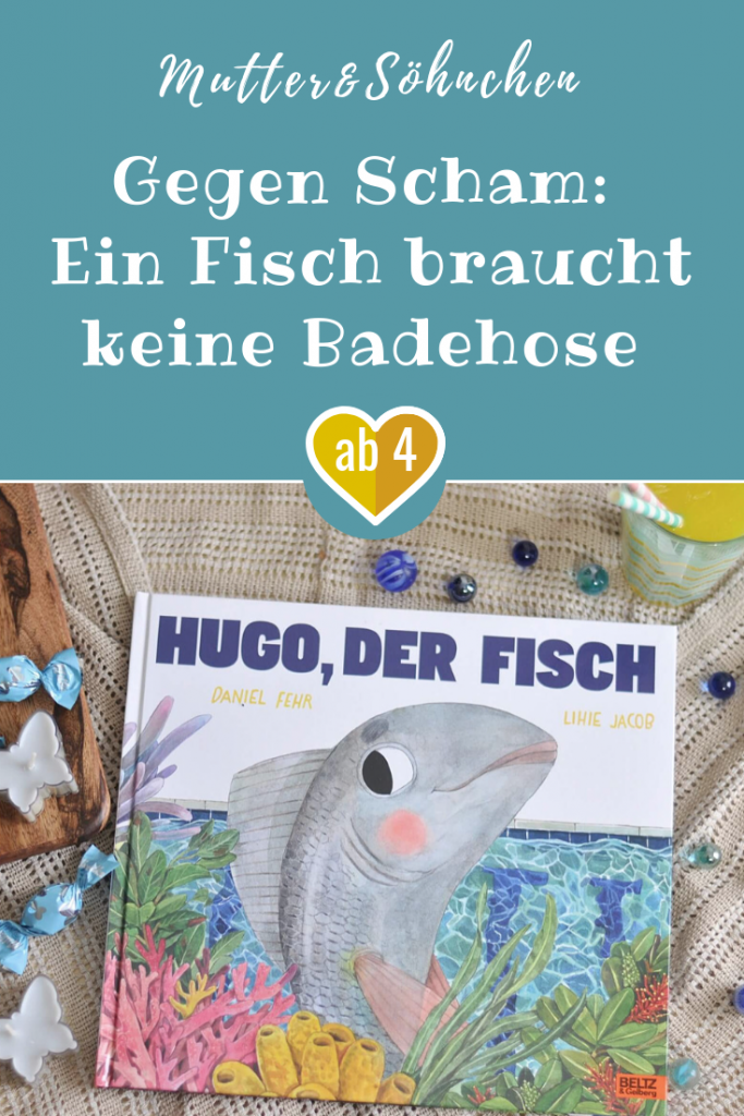 In Hugo, der Fisch von Daniel Fehr wird mit einer riesen Portion Humor und leuchtend skurrilen Bildern auf das Thema Scham eingegangen. Und dass es auch vollkommen ok ist, gegen den Strom zu schwimmen.  #hugo #fisch #kinderbuch #scham #lesen #vorlesen #schwimmen #baden #sommer