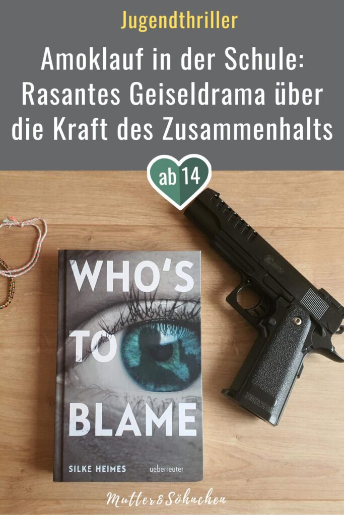 Was wenn sich der angekündigte öde Nachmittagsunterricht in eine waschechte Geiselnahme entpuppt? In "Who´s to blame?" von Silke Heimes läuft ein Deutschlehrer an einem Gymnasium Amok. Ein tödliches Spiel umd Leben um Tod beginnt: In zehn Spielrunden müssen ihm alle Schülerinnen und Schüler beweisen, wie gerecht sie sind und was sie für die Gemeinschaft tun. Nur dann lässt Brandl nach jeder Runde jemanden gehen - oder auch nicht. Doch was steckt hinter dem Verhalten des Lehrers? Ein spannender Jugendthriller über Zusammenhalt und Menschlichkeit ab 14 Jahren. 