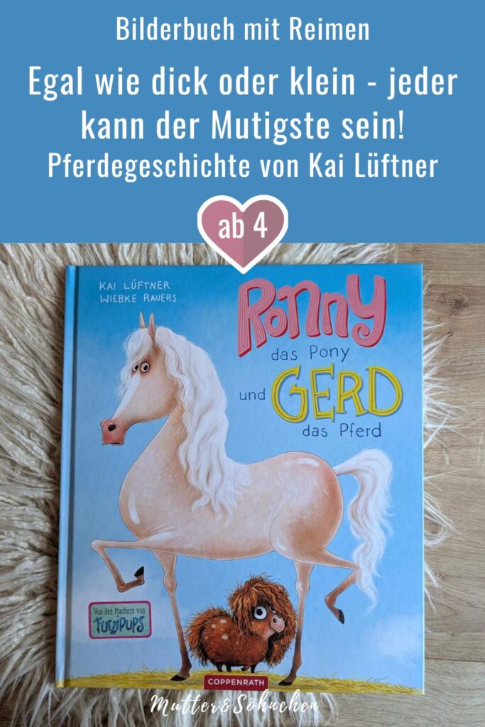 "Ronny, das Pony, und Gerd, das Pferd" könnten unterschiedlicher nicht sein. Das winzige, dickliche Pony mit struppigem Fell und das stattliche, schöne Pferd, das mehr schwebt als galloppiert, sind Stallnachbarn in einem Gestüt. Klar, dass hier Gerd der Star ist. Bis eines Tages der Stall in Flammen aufgeht und Ronny beweist, dass man fürs Mutigsein weder groß, schön oder schlank sein muss. Ein lustiges Bilderbuch das den Selbstwert von Kindern stärkt mit Reimen von Kai Lüftner, illustriert von Wiebke Rauers.