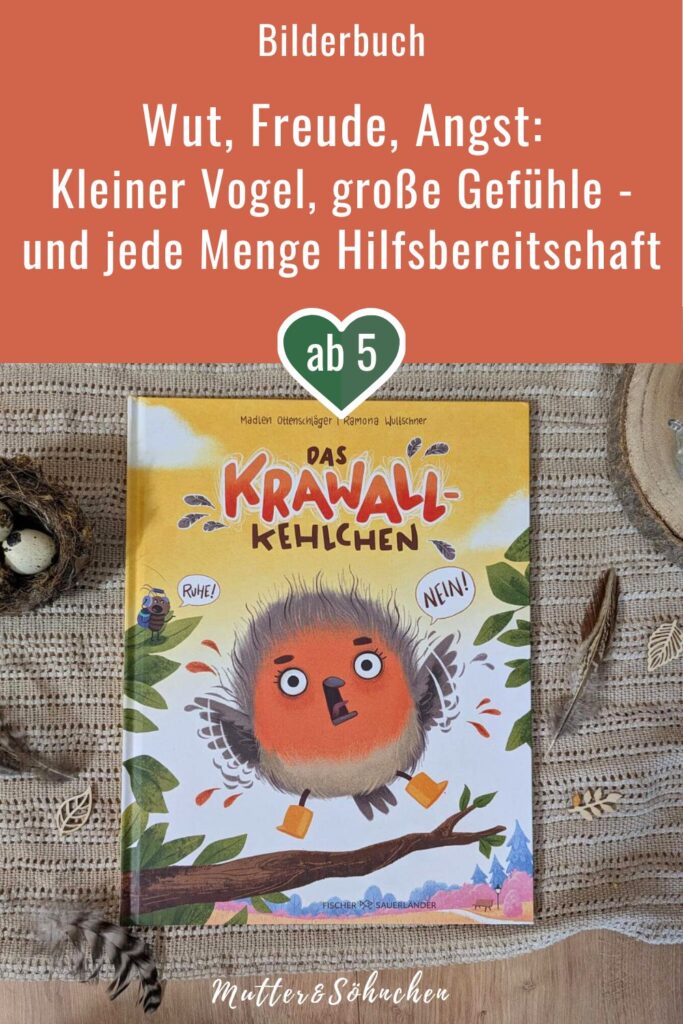 Krawallkehlchen Mika kann vor Wut explodieren, bittere Tränen weinen oder vor Freude schier platzen. Denn wenn das kleine Vögelchen starke Gefühle hat, gibt’s ordentlich Krawall, da kann es gar nichts machen. In "Das Krawallkehlchen" von Madlen Ottenschläger mit gefühlsstarken Illustrationen von Ramona Wultschner begleiten wir ein kleines Rotkehlchen auf dem Weg zur Kita und erkennen: Hinter Mikas starken Gefühlen steckt ganz viel Hilfsbereitschaft und die Superkraft der Gefühlswelt! Ein Bilderbuch mit humorvollem Wortzauber über den Umgang mit Gefühlen für Kinder ab 4 Jahren.