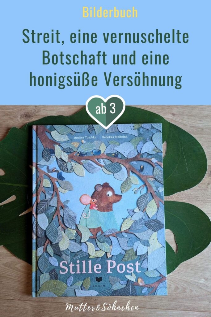 Kennt ihr das Spiel „Stille Post"? Auch in dieser gleichnamigen Bilderbuch von Andrea Tuschka wird eine Botschaft von Mund zu Mund übermittelt - und natürlich läuft nicht alles nach Plan. Denn am Ende kommt etwas ganz anderes beim Bären an, als die Maus losgeschickt hatte. Und das ist in diesem Fall ein großes Glück! Denn manchmal ist es gut, wenn das Schicksal oder - wie hier - eine genuschelte, verdrehte Botschaft dazwischenfunkt. Eine Tiergeschichte über Streit und Versöhnung mit farbenfrohen Collagen von Rebekka Stelbrink für Kinder ab 3 Jahren.