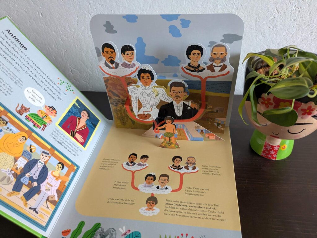 Schon als Kind habe ich meine Nase zu gerne in Kunstbücher gesteckt. Als ich vor kurzem die Pop-up-Bücher meiner zwei liebsten Künstler:innen entdeckt habe, hat mein Herz vor Freude einen kleinen Hüpfer gemacht. Die Art-Pops "Vincent van Gogh" von Susie Hodge und "Frida Kahlo" von Alice Harman sind nicht nur kurze, leicht verständliche Biografien, sondern selbst kleine Kunstwerke. Teresa Bellón hat den schönsten Bilder der beiden wie "Sternennacht" beziehungsweise "Die zwei Fridas" ganz neues Leben eingehaucht, indem sie als 3D-Pop-ups direkt aus dem Buch entspringen.