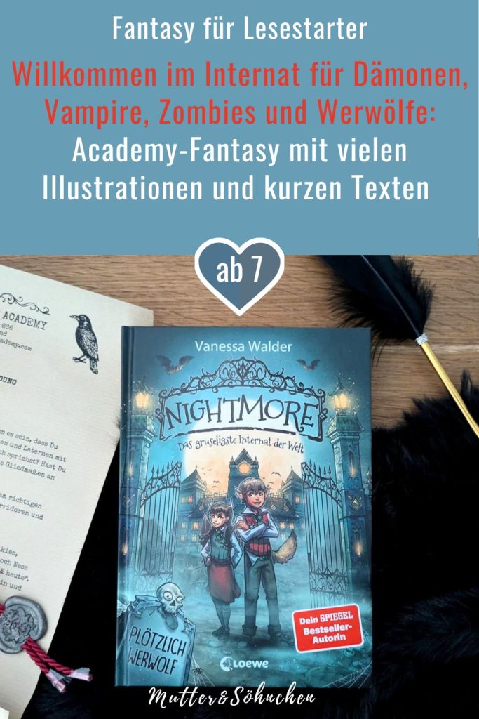 Weil Fynn von einem "Hund" gebissen wurde und plötzlich ein waschechter Werwolf ist, muss er aufs Internat Nightmore wechseln. Eine Schule zum Fürchten mit Lehrern aus der Hölle, Horrorfächern und Vampiren und Zombies als Mitschüler:innen. Da mag Fynn auf keinen Fall bleiben! Doch wie zum Teufel fliegt man von einem Horrorinternat? "Nightmore - Das gruseligste Internat der Welt" von Vanessa Walder ist der Fantasy-Reihenauftakt für Leseanfänger:innen ab 7 Jahren. Jendenfalls solange sie mutig genug sind, um Blutball zu spielen, mit Dämoninnen befreundet zu sein und Drachen einzufangen. Mit ganz vielen Illustrationen Philipp Ach.