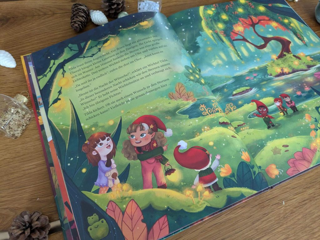 Tilda hat einen Herzenswunsch: sie möchte unbedingt einen Hund haben. Doch wie werden Wünsche bloß wahr? Als sie dann ein mysteriöses Paket erreicht, in dem sich ein magischer Flaschengarten mit einem Wichtelwald befindet, findet sie etwas über Wünscherfüllung heraus. Denn mit etwas Hilfe und Unterstützung können sich auch die kühnsten Träume erfüllen. "Wichtelzauber im Flaschengarten" von Maike Siebold mit wichteligen Illustrationen von Franziska Detlefsen ist eine zauberhafte Wichtelgeschichte über Magie und den Mut, sich einander zu helfen, für Kinder ab 3 Jahren.