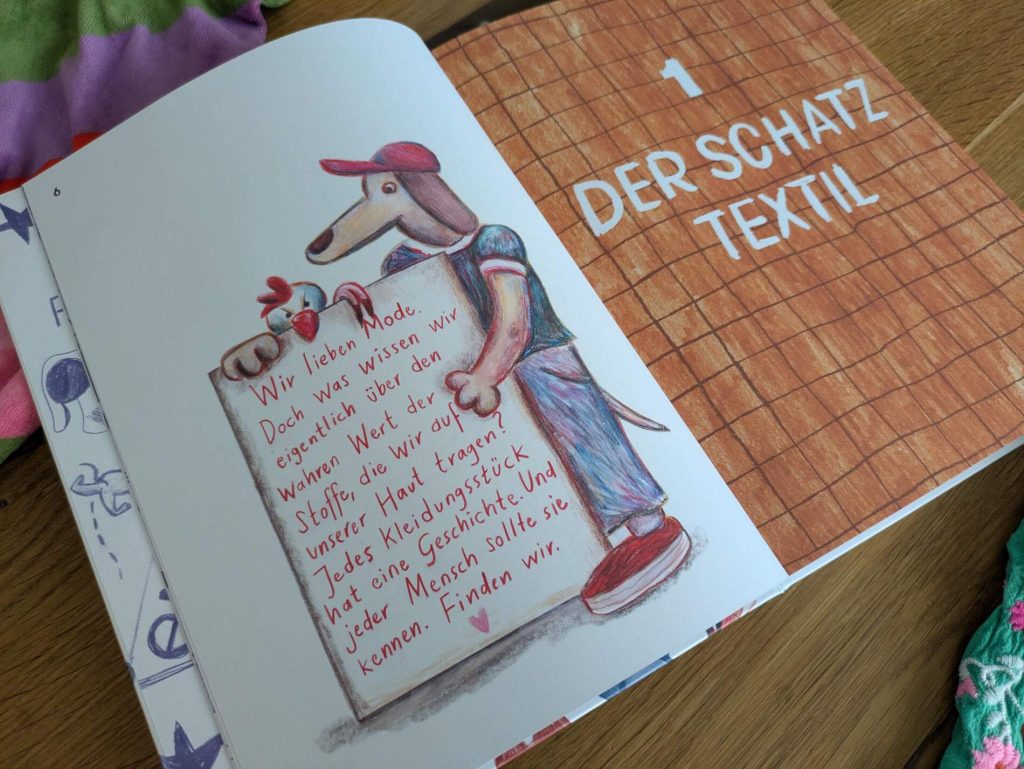 Woraus wird eigentlich unsere Kleidung gemacht? Wie lange dauert es, bis wir ein fertiges Kleidungsstück anziehen können? Und warum ist es richtig scheiße, wenn wir Klamotten wegschmeißen oder im Schrank versauern lassen? In "Hunderunde - Wie weit wir für unsere Kleidung gehen" nehmen uns Frauke Angel, Eva Howitz und Lena Seik von lokaltextil mit auf eine Reise durch die Welt der Mode, Textilherstellung und Fast Fashion. Dabei gehen sie besonders auf unmenschliche Arbeitsbedingungen, Dumping Peise und Unachtsamkeit im Umgang mit Ressourcen ein und laden uns zu einem Schatz an geballtem Textilem-Wissen ein. Und das alles mit jeder Menge cooler Hunde-Illustrationen!