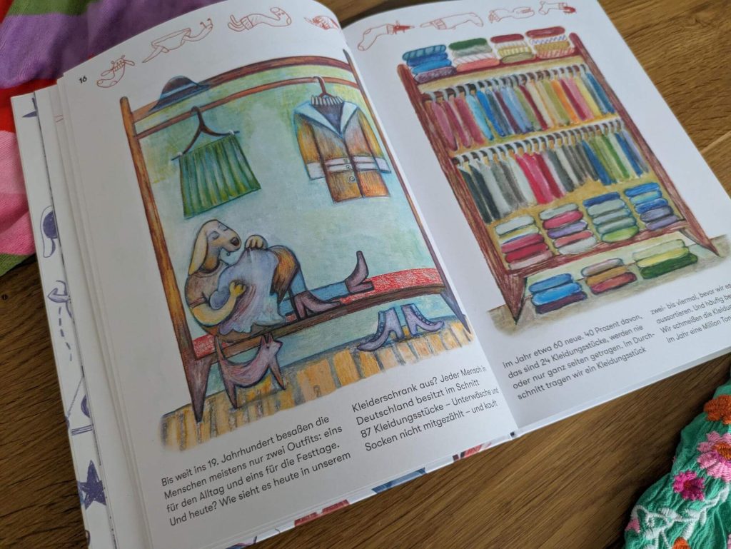 Woraus wird eigentlich unsere Kleidung gemacht? Wie lange dauert es, bis wir ein fertiges Kleidungsstück anziehen können? Und warum ist es richtig scheiße, wenn wir Klamotten wegschmeißen oder im Schrank versauern lassen? In "Hunderunde - Wie weit wir für unsere Kleidung gehen" nehmen uns Frauke Angel, Eva Howitz und Lena Seik von lokaltextil mit auf eine Reise durch die Welt der Mode, Textilherstellung und Fast Fashion. Dabei gehen sie besonders auf unmenschliche Arbeitsbedingungen, Dumping Peise und Unachtsamkeit im Umgang mit Ressourcen ein und laden uns zu einem Schatz an geballtem Textilem-Wissen ein. Und das alles mit jeder Menge cooler Hunde-Illustrationen!