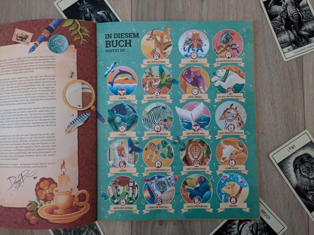 Habt ihr schonmal von der Lieblingskatze des ägyptischen Prinzen Thutmosis gehört? Oder von Hannibals Lieblingselefanten Surus? Aber sicherlich schon von Ham, den ersten Affen im All? In "Legendäre Tiere" stellt Diego Rodríguez Robredo tiereische Helden vor, die an historischen Eregnissen der Menschheitsgeschichte beteiligt waren vor. Ob Haustiere, seltene Exemplare oder Pioniere der Wissenschaft: Mit vielen kuriosen Fakten, kleinen Anekdoten und vor allem wunderschönen detaillierten Illustrationen reisen kleine und große Leser:innen durch die Geschichte. Für Kinder ab 8 Jahren.