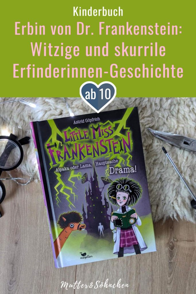 Nelly ist eine Erfinderin voller kreativer Ideen - und darf sie dank ihrer Langweiler-Eltern nicht ausleben. Alles nur wegen ihrem Urururgroßvater Dr. Frankenstein und seinem Monster! Als Nelly eines Tages ein totes Lama wieder zu Leben erweckt und es mit nach Hause bringt, wird das Leben der Familie Frankenstein ganz schön durcheinandergewirbelt. Denn die Lamadame namens Monttserrat quasselt ohne Unterlass, trinkt haufenweise Kokos-Limetten-Cocktails und ist nervtötend tollpatschig. Obendrauf kommen sie gemeinsam einem spukenden Geist auf die Schliche.... "Little Miss Frankenstein - Alpaka oder Lama, Hauptsache Drama!" von Astrid Göpfrich ist der Auftakt einer skurrilen Kinderbuchreihe voller witziger Dialoge und Freundschaft, mit lustigen Tagebuchseiten und Illustrationen von Laura Borio.