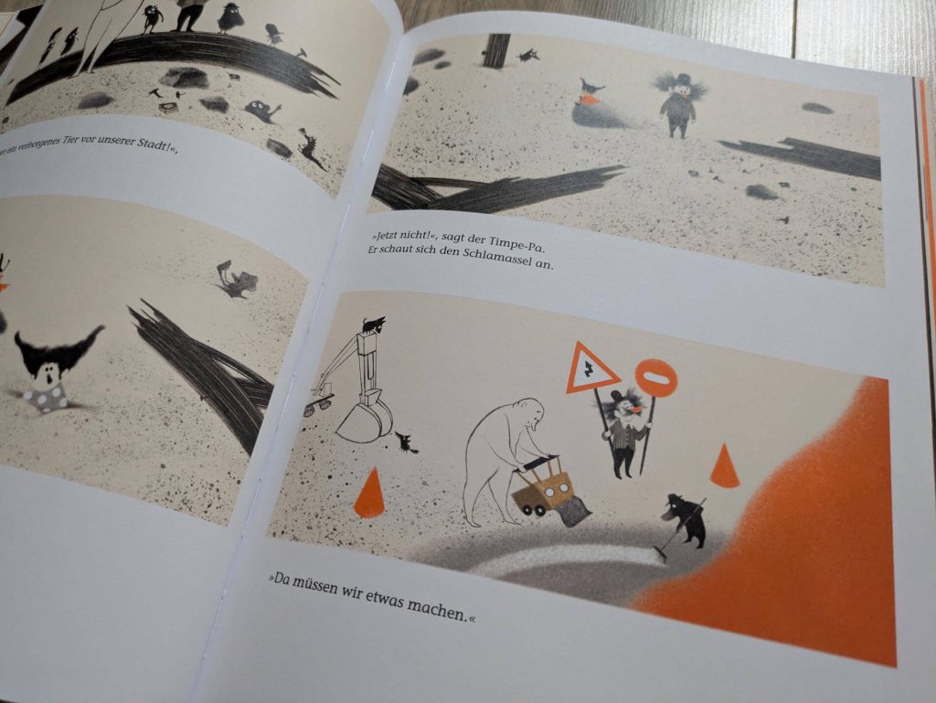 Vor der Stadt liegt ein riesiges Tier und versperrt den Weg. Doch anstatt das Tier zu fragen, was es möchte, versuchen die Bewohner der Stadt alles, um das Tier zu ignorieren: sie legen eine Decke drüber, bauen eine Brücke über und eine Straße um das große Unbekannte. Doch nichts scheint dauerhaft zu helfen, immer wieder regt sich das Tier. Bis Mienchen den Mut findet, die Sache in die Hand zu nehmen. Kerstin Hau und Stella Dreis zeigen mit Humor und klaren Worten in "Obacht!", wie wir Unbekanntem begegnen können. Eine Geschichte über das miteinander Reden, aufeinander Zugehen und voneinander Lernen.