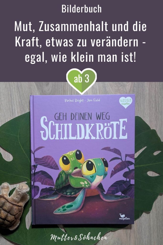 Eines nachts schlüpft die kleine Meeresschildkröte Marla aus ihrem Ei. Zusammen mit ihrem Bruder Mini und den anderen Schildkrötenkindern startet ein Wettrennen am Strand. Das Zeil: der sichere Schutz des Meeres. Doch plötzlich ist Mini verschwunden und Marla muss eine mutige Entscheidung fällen: sich selbst retten oder nach ihrem Bruder suchen. Zum Glück findet sie einige Tiere, die ihr bei der gefährlichen Suche helfen. "Geh deinen Weg, Schildkröte!" von Rachel Bright und Jim Field ist eine gereimte und bestärkende Tiergeschichte über die Kraft etwas zu veräandern, egal wie klein man ist. Das neunte Buch aus der Bright-Field-Reihe für alle Fans von "Der Löwe in dir".
