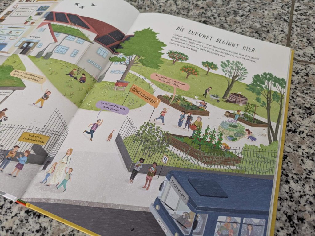 Mobilität, Energie und Begrünung: Unsere Städte werden immer klimafreundlicher. Doch wie geht das? Noah, Sofia und Luca nehmen uns in "Hier entsteht die Stadt von morgen!" auf dem Weg zum Stadtfest mit durch ihre Stadt. Dabei zeigen sie uns viele klimafreundliche Beispiele aus der Stadt- und Mobilitätsplanung ganz Europas. Ein Sachbuch von Kristina Scharmacher-Schreiber und Stephanie Marian, das kindgerecht erklärt, was Städte umweltfreundlicher macht.