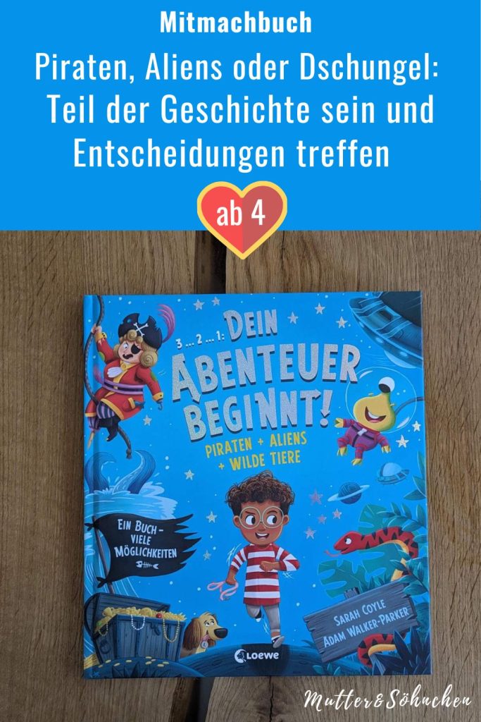 Vincent ist mit Lumpi im Park. Als auf einmal die Hündin verschwindet, heißt es hinterher? Doch wo soll er suchen? Ist sie auf dem Piratenschiff, im Dschungel oder wurde sie vielleicht von Aliens entführt? Egal, für welche Spur man sich entscheidet und auf welche Seite man blättert, die Suche nimmt ihren abenteuerlichen Lauf. "Dein Abenteuer beginnt! Piraten + Aliens +wilde Tiere" von Sarah Coyle und Adam Walker-Parker ist ein lustiges Mitmachbuch mit urkomischen und kuriosen Figuren aus drei Welten, das Kinder ab 4 Jahren durch drei fantasievolle Welten führt.