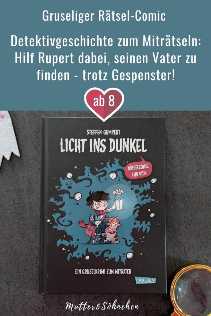 Rupert geht nicht so gerne zur Schule, züchtet Raupen und kann Geister sehen! Zusammen mit Kater Igor geht er der neusten Spur seines verschwundenen Vaters nach - und stößt auf weitere Familiengeheimnisse. Dabei ist auch der Spürsinn von allen Mitlesenden gefragt: Auf jeder Doppelseite wartet ein Rätsel darauf, geknackt zu werden! "Licht ins Dunkle" von Stefffen Gumpert ist eine spannende Gruselgeschichte mit Rätseln zum Mitraten. Für alle kleinen Spürnasen ab 8 Jahren und Fans von mysteriösen Abenteuern.