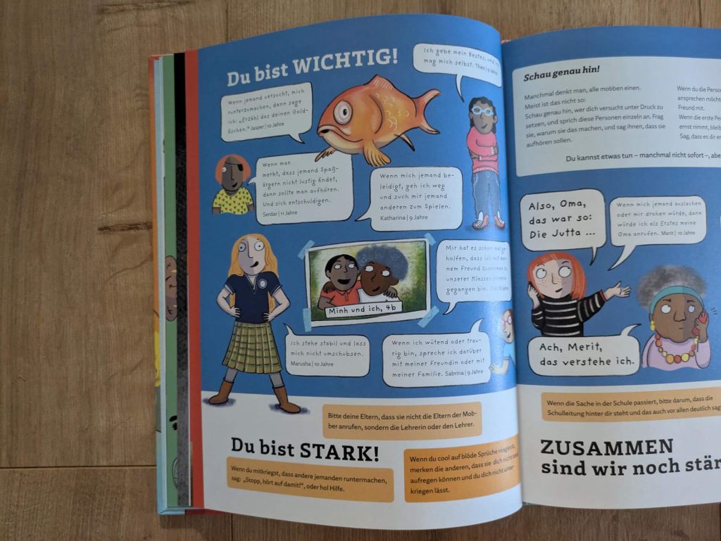Was ist Mobbing? Warum mobben eigentlich Kinder andere? Und was kann ich machen, wenn die anderen einfach nicht aufhören? In "Stark gegen Mobbing" von Elisabth Raffauf werden genau diese Fragen kindgerecht beantwortet. Dabei geht es auch darum, betroffene Kinder in ihrem So-Sein zu bestärken und zu zeigen, dass sie nicht alleine sind. Mit vielfältigen und bunten Illustrationen von Sarah Tabea Hinrichs. Ein einfühlsames Sachbuch über Mobbing für betroffene Kinder ab 7 Jahre sowie Freunde und helfende Erwachsene.