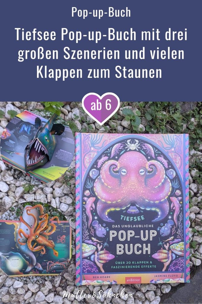 Welche gigantischen Lebewesen verbergen sich in den Tiefen der Ozeane? Wie ist der Körper eines Anglerfischs aufgebaut und warum leuchtet seine Angel? Und was ist die Tauerkrankheit? In "Tiefsee - Das unglaubliche Pop-Up-Buch" von Ben Hoare und Jasmin Floyd lernen wir jede Menge über Kalamaren, Tiefeseefische, Seeschlagen & Co. Dabei kommt man bei den Klappen und drei großen Pop-up-Szenen richtig ins Staunen. Ein wundervolles Kunstwerk als Sachbuch für kleine und große Meeresforscher:innen ab 6 Jahren.